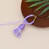 Llavero de Nudo de Diamante con Borla Corta Anillo Tejido a Mano Hebilla Colgante para Bolso Broche Colgante