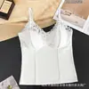 Chaleco de algodón cepillado con tacto de nube para otoño e invierno con inserciones de encaje, copas fijas de látex, body sexy ajustado con espalda bonita