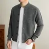 [Contém Lã] Jaqueta Cardigan Tricotada Masculina para Comércio Exterior Outono Inverno Casual Estilo Old Money Suéter Grosso para Homens