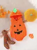 Mono con capucha sin mangas con forma de calabaza Estilo Europeo y Americano Primavera y Otoño Halloween + Leggings con pies Ropa Infantil Ins