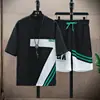 Conjunto de shorts casuais para adolescentes meninos, verão tamanho grande calça de cinco pontos de manga curta, conjunto esportivo de duas peças moderno e estiloso