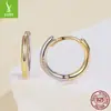 Yinziyun Nuevos Pendientes Bicolores de Plata de Ley S925 Oro y Plata para Mujer Simples Fríos y de Alta Gama Pendientes Chapados en Oro K Pendientes