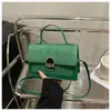 Nueva Moda Retro Coreana Simple Cerradura 2025 Empalme Viajero Bolso de Hombro Cruzado Bolso Cuadrado Pequeño para Mujer