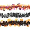 Decoraciones de cinta coloridas para Halloween transfronterizas en morado, naranja y negro, guirnalda de cinta de fondo para decoración de fiestas navideñas