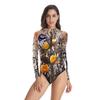 Fiesta de Rendimiento de Noche de Halloween Traje de Baño de Una Pieza con Estampado de Tejido Corporal B120-045