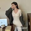 6688 Conjunto de Ropa Interior Térmica para Mujer de Lana y Seda con Cuello en V y Encaje Ropa de Otoño Conjunto de Pantalones de Otoño Corte Ajustado