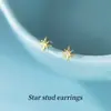 Brincos de Prata Esterlina S925 Nalan Exquisitos e Simples Estilo Ins Design de Nicho Diamante Estrela de Oito Pontas Rosca M07121