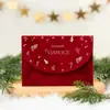 Sobre de terciopelo burdeos, sobre de invitación de terciopelo rojo oscuro vintage, sobre para tarjeta de felicitación de boda y Navidad