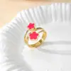 Anillo de Flor de la Suerte Nuevo de Joyería Europea y Americana Transfronteriza Anillo Versátil de Nicho Flor de Cinco Pétalos Anillo Personalizado