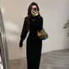 Inverno Novo Gola Meia-Alta Manga Lanterna Slim Fit Design Retrô Senso de Temperamento