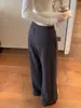 Calça de moletom feminina estilo coreano, cinza, plissada, modelagem solta, coleção outono 2026, modeladora, fluida, casual, perna larga