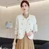 Novo Casaco de Lã Curto de Botão Duplo Outono/Inverno 2026 Alta Qualidade Estilo Pequeno Chanel Moda Casual Temperamento Roupa Exterior