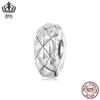 Efu Le Fivela de Posicionamento com Padrão de Diamante Simples Fecho de Clipe em Prata Esterlina s925 Acessórios para Pulseira DIY Contas para Joias