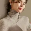 Suéter Base de Punto Grueso de Lana de Cuello Alto para Mujer, Top con Cuello Holgado para Otoño e Invierno, Nuevo Suéter Ajustado 2025 Capa Interior