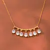 Collar de Acero de Titanio y Oro de 18 Quilates de Estilo Europeo y Americano Moderno con un Toque de Lujo, Colgante de Zirconia en Forma de Gota de Agua, Joyería de Acero Inoxidable para Comercio Transfronterizo