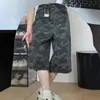 Pantalones vaqueros cropped retro estilo americano de cintura alta, pantalones de camuflaje para mujer, nuevo estilo de verano 2026, pantalones rectos de pierna ancha de longitud media