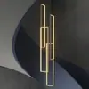 Araña para Escaleras Moderna Minimalista Villa Dúplex Loft Escalera de Caracol Marco Rectangular Ultra-Largo Minimalista Luminaria
