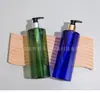 Garrafa plástica PET de ombro reto 500ml rosca de alumínio anodizado bomba de pressão para loção shampoo gel de banho reempacotada