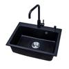[Entrega en una pieza] Fregadero de cocina de piedra de cuarzo fregadero de una sola cubeta de granito negro fregadero para lavar verduras SYS6045
