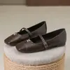 Zapatos Mary Jane Estilo Francés para Mujer, Nuevos Loafers Planos Versión Coreana Primavera y Otoño 2026, Zapatos de Piel Plateada