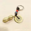 Chaveiro de Latão com Cinco Moedas dos Imperadores, Sino do Sutra do Coração, Machado, Espada, Talismã e Pingente Bagua; Itens Pequenos para Atrações Turísticas, Festas de Templo e Barracas de Rua