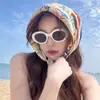 Pañuelo cuadrado grande para mujer, estilo étnico francés, retro, versátil, protección solar de verano, pañuelo de seda, perfecto para la playa, chal para el sol, pañuelo para la cabeza