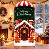 Funda de Arco Navideño Hombre de Jengibre Arco Tela Elástica Cubierta Decoración de Tela para Fondo de Foto de Fiesta Personalizable