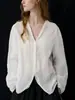 Camisa de Encaje Translúcido con Bordado Francés de Ramio con Cuello en V Nice Peopel 2026Ss