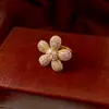 Anillo Abierto de Flor de Circonita Retro Estilo Palacio Lujo Ligero Moda Personalidad Anillo para Dedo Índice Joyería de Mano de Nicho para Mujeres