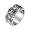 Anillo creativo con sutra del corazón, mantra de seis caracteres, anillo giratorio, plateado, moderno anillo sánscrito retro, anillo con maldición.
