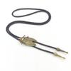 Estilo Tendencia Nacional Cicada Dorada Corbata de Lazo para Hombre, Collar Vintage con Cordón de Cuero, Accesorio para Camisa Casual