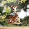 Coelhinho de Ciclismo Fofo de Páscoa Transfronteiriço Acrílico 2D Plano Pingente para Pendurar no Retrovisor do Carro
