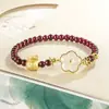 Pulsera de Granate Flor de Durazno de la Suerte para Mujer, Pulsera de Cuentas de Estilo Minimalista de Alta Gama, Joyería Exquisita de Nicho de Lujo Ligero