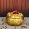 Adorno de Cuenco del Tesoro de Doble Pez de las Ocho Bendiciones de Latón, Cuenco del Tesoro Atractor de Riqueza Lleno de Lingotes, Artesanía Atractora de Riqueza para Escritorio de Entrada