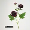 Dália Artificial Estilo Europeu com 3 Flores, Haste Única em Cores de Primavera, Crisântemo de Seda de Alta Qualidade para Arranjos Florais de Casamento e Externos