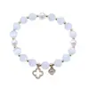 Elegante Pulseira de Opala 2025 Nova Feminina Primavera e Verão Trevo de Quatro Folhas Corda de Fio de Cristal Corda de Fio de Pérola Transferência