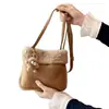 Bolsa de Pelúcia de Ombro Único para Mulheres Outono e Inverno, Nova Bolsa Transversal de Lã de Cordeiro Retrô de Nicho 2026, Porta-Celular e Porta-Moedas