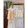 Liquidação, Sem Devoluções ou Trocas. Blusa de Verão Elegante com Laço, Design de Rosa 3D, Ombro Único, Sem Mangas 26918