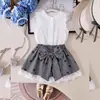 Conjunto Nuevo Lindo de Top con Estampado de Cerezas + Falda de Línea A con Volantes para Bebés y Niños Pequeños, Conjunto de Dos Piezas