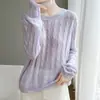Suéter casual de lana de terciopelo con cuello redondo y tejido de ochos para mujer, suéter rosa de principios de otoño, top corto suelto de alta gama