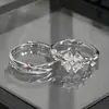 Anillos de Pareja S999 Plata Pura Trébol de Cuatro Hojas Meteoro, Moda de Nicho de Lujo Ligero Anillos Abiertos de Plata Esterlina Esmaltados Luminosos