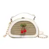 Bolso Pequeño Versátil con Cadena para Mujer, Bolso de Paja Simple y a la Moda, Bolso Cruzado de Hombro con Forma de Concha de Cereza para la Primavera 2026