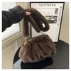 Bolso de Nube Plegable Portátil de Diseño de Nicho para Mujer Otoño e Invierno 2025 Nuevo Felpa Bosque Lindo Simple Bolso de Hombro Cruzado