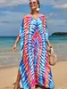 Transfronterizo 2025 Moda Europea y Americana Estampado Vestido de Playa Bali Estilo Túnica Vacaciones en la Costa Protección Solar Estilo Casual