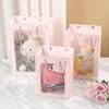 Bolsa Transparente com Janela Flores Dia dos Namorados Sacola de Presente Sacola de Papel de Aniversário Buquê Embalagem para Boneca Sacola de Presente Atacado