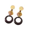 Pendientes Redondos de Resina Geométricos Exagerados para Mujer, Diseño Único y Sofisticado en Rojo Rosa Polvoriento, Pendientes de Círculo