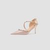 Sandalias de Remache de Una Línea para Mujer 2025 Verano Nueva Moda Sexy Europeo y Americano Boca Baja Tacón de Aguja Cuero Brillante Tacones Altos