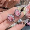 Brincos de tarraxa Camélia novos super Rosa Fada gema adoráveis banhados a ouro 18K brilhantes irregulares doce cool para meninas