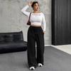2025 Aliexpress Europeo y Americano Transfronterizo Otoño Exportación Nuevo Pantalón Recto Casual Suelto con Cordón en la Cintura para Mujer