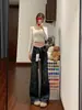 Calça jeans flare cor de café estilo retrô americano para mulheres, novo modelo primavera/outono 2026, cintura alta, não justa ao corpo, calça boca de sino comprimento total